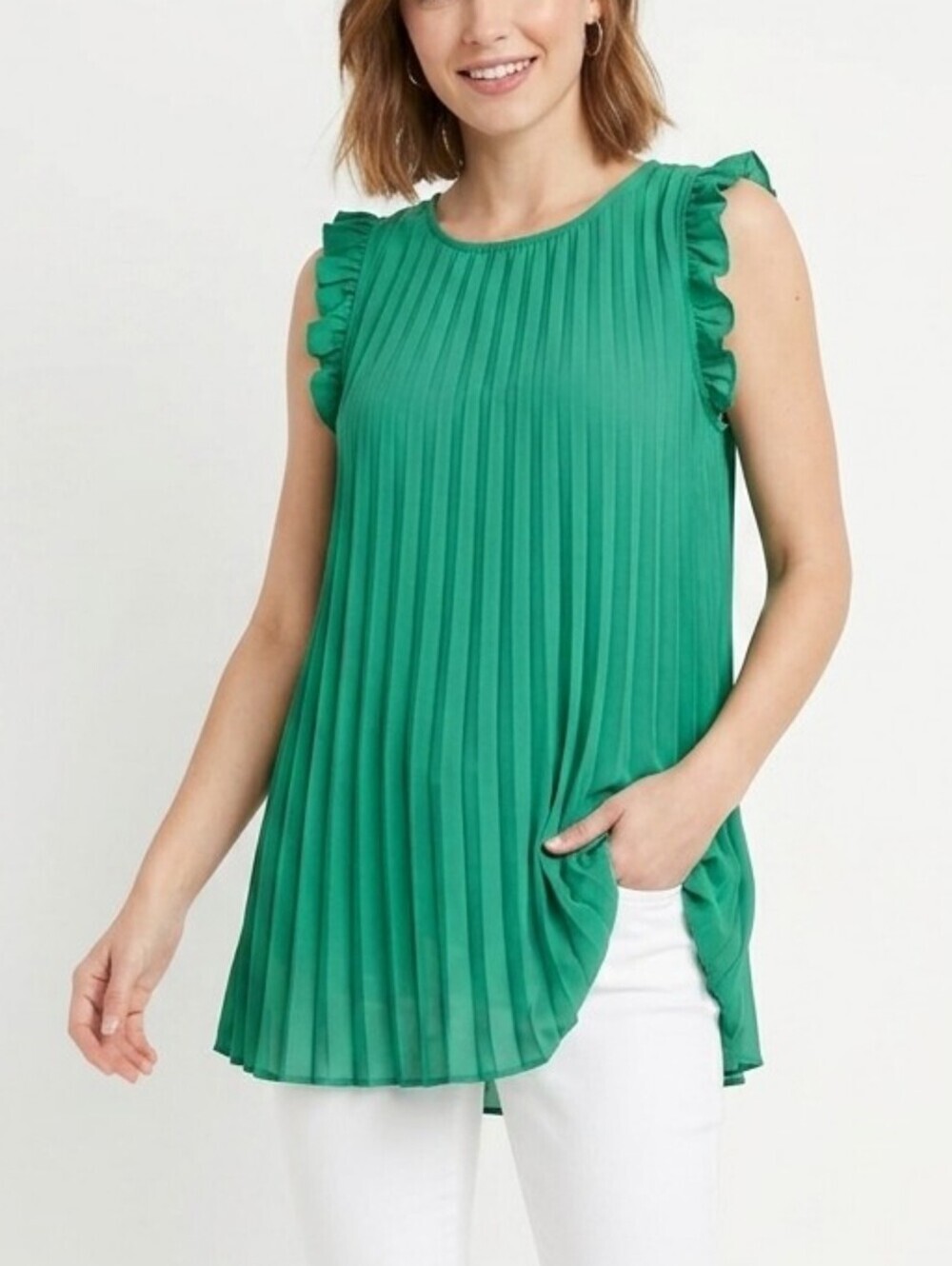 Maurices Green Sleeveless Pleated Tank Top